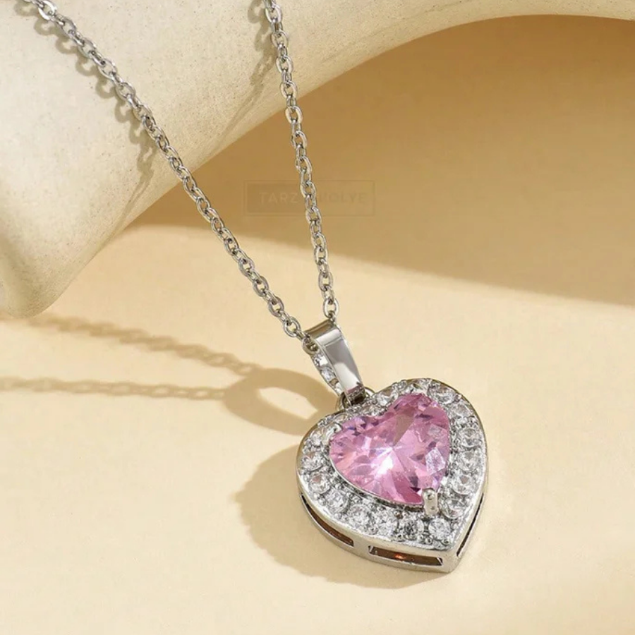 Pembe Taşlı Pandora Kolye