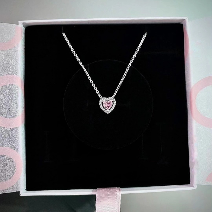Pembe Taşlı Pandora Kolye